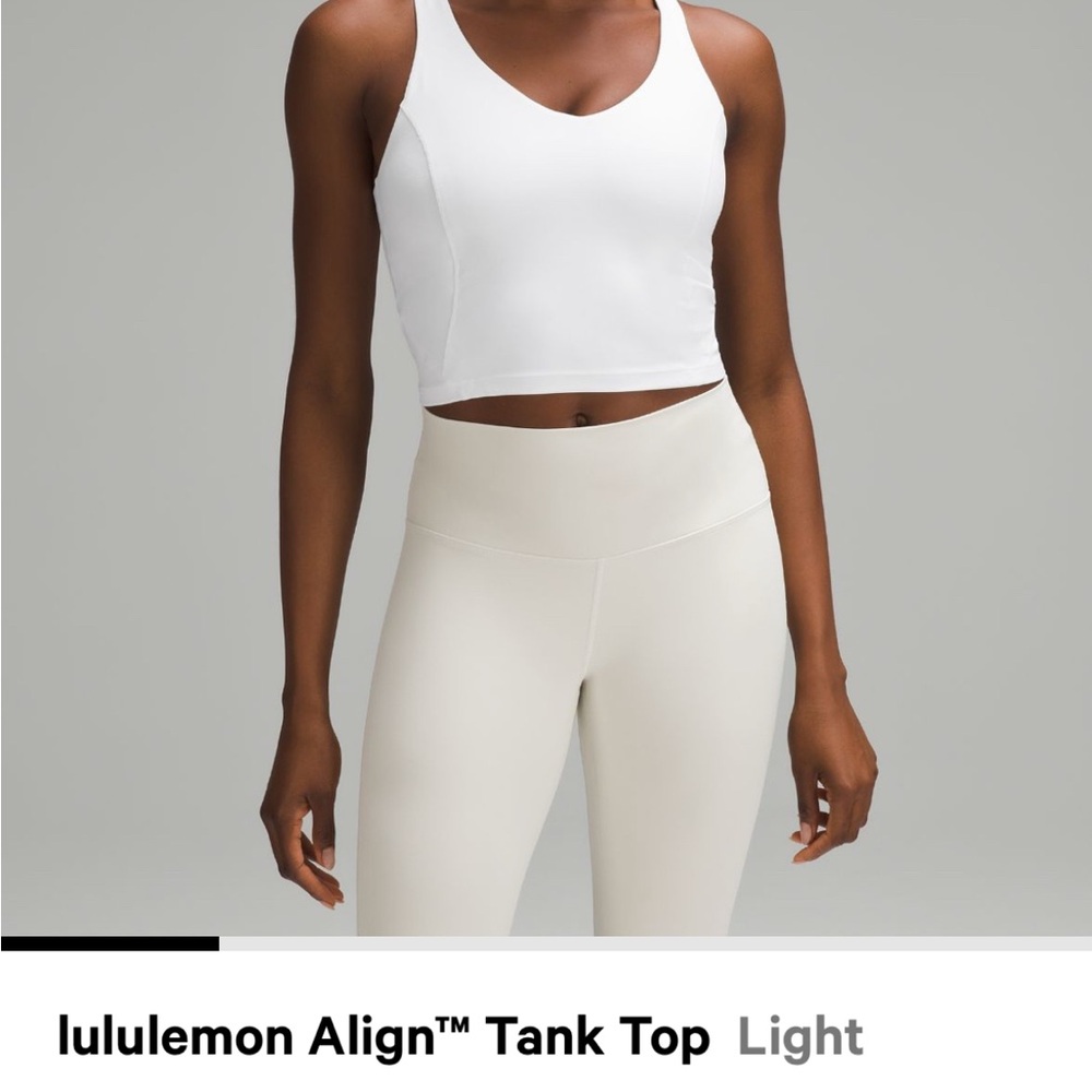 White lululemon align tank top. Light support A/B cup.